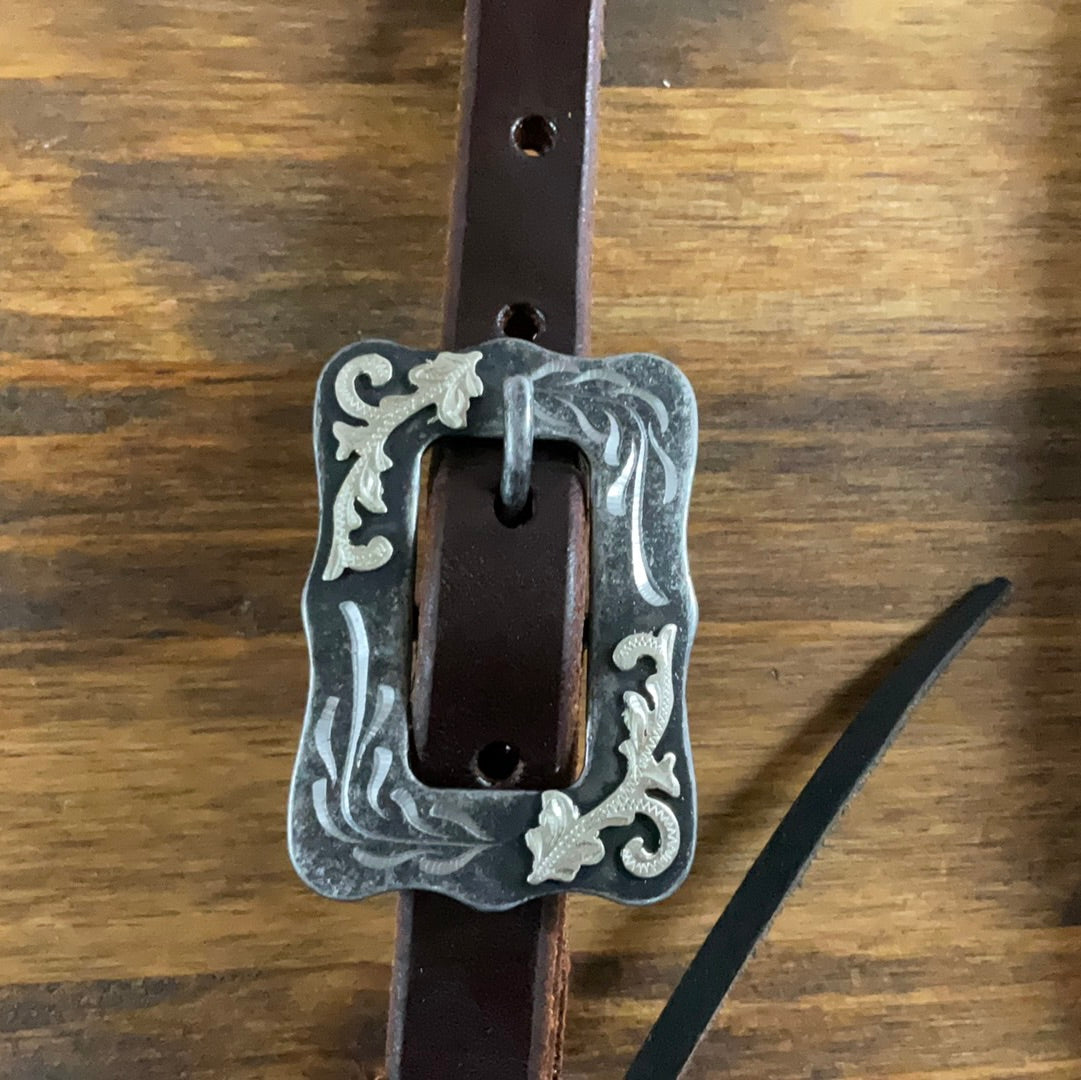Oiled rolled ear Headstall w/BK steel buckle