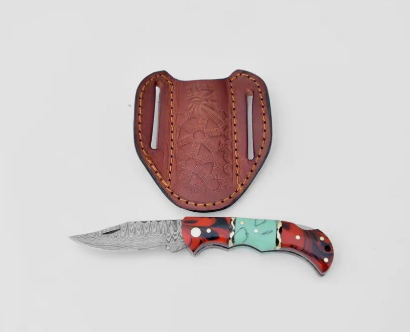 Red & turquoise knife/w sheath