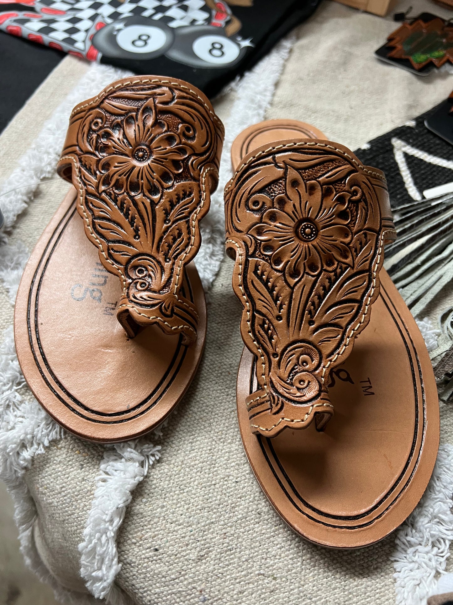 Tooled sandals size 8