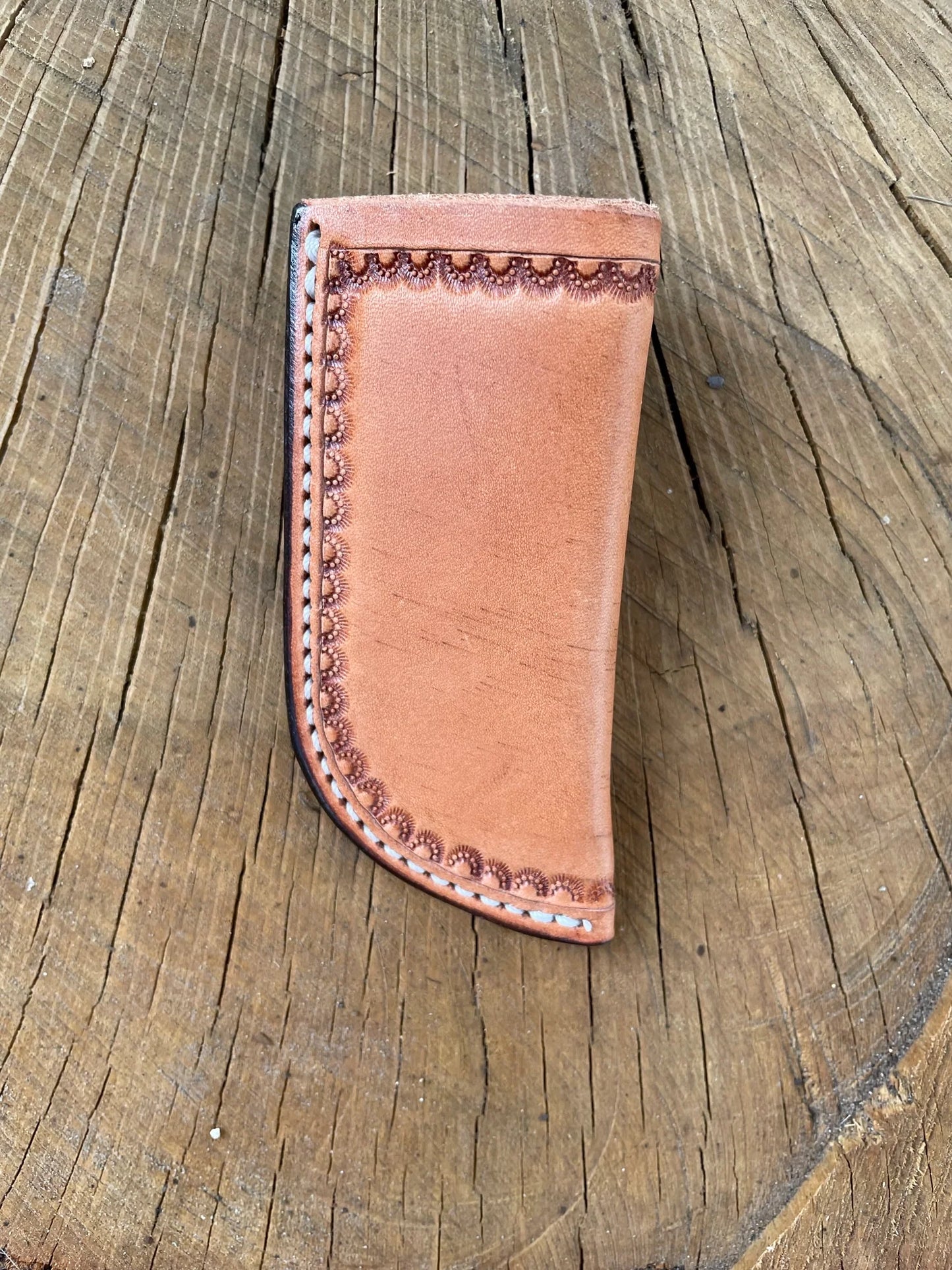 Knife scabbard border tooled
