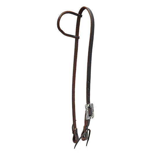 Oiled rolled ear Headstall w/BK steel buckle