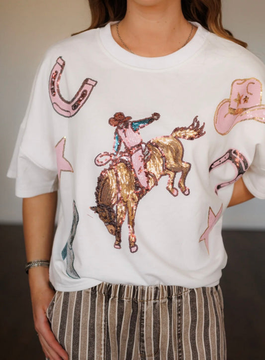 Bucking Horse Sequin tee