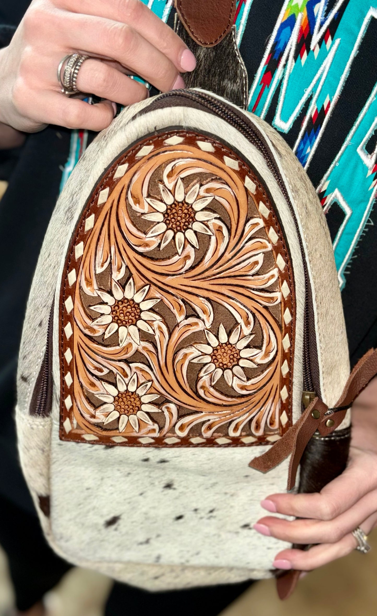 Hair on bumbag ,tooled