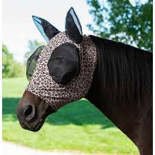 Covered ear leopard fly mask