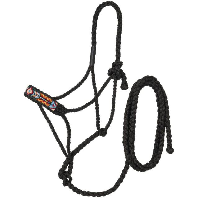 Beaded mule tape halter with lead