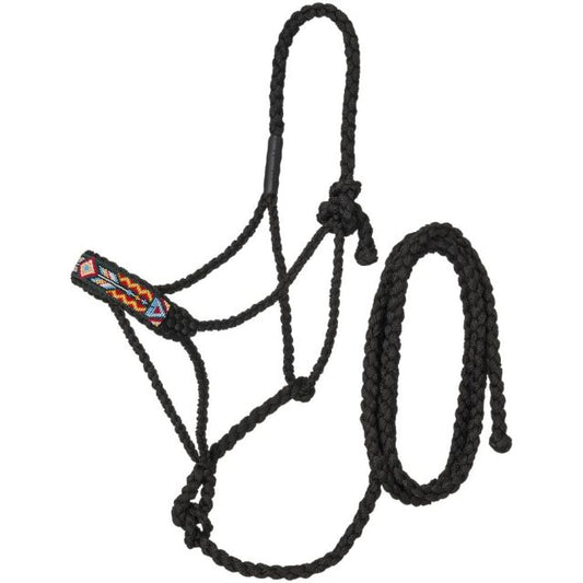 Beaded mule tape halter with lead