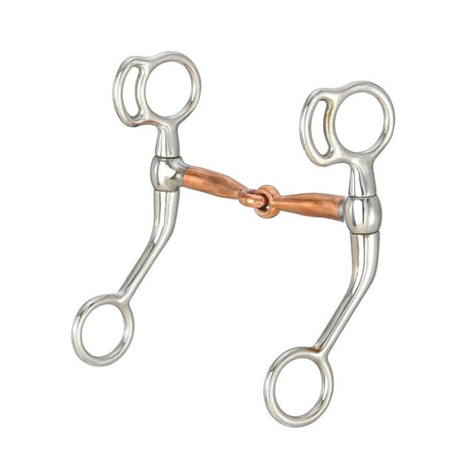 TOUGH1 MINIATURE TRAINING SNAFFLE WITH COPPER MOUTH - 3 1/2"